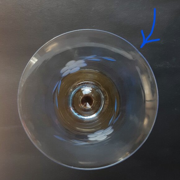 VTG Antique Thin Elegant Glass Azure Blue Goblet Amber Stem Set of 4 Etched Rare - Picture 13 of 14